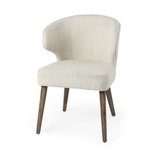 Ivory And Brown Mid Century Wingback Dining Chair By Homeroots | Dining Chairs | Modishstore