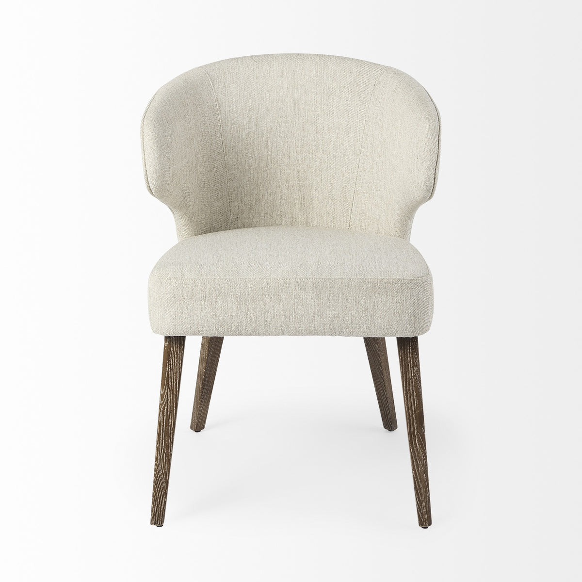 Ivory And Brown Mid Century Wingback Dining Chair By Homeroots | Dining Chairs | Modishstore - 2