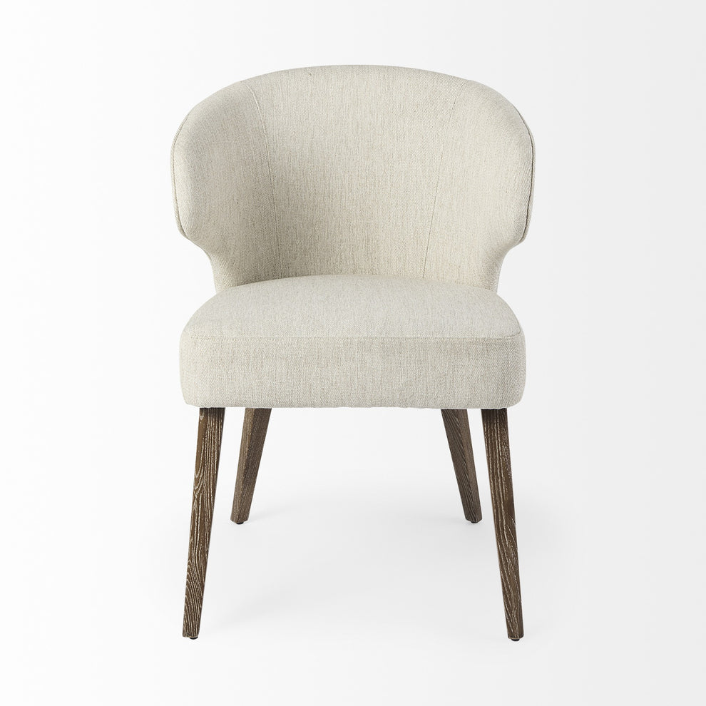 Ivory And Brown Mid Century Wingback Dining Chair By Homeroots | Dining Chairs | Modishstore - 2