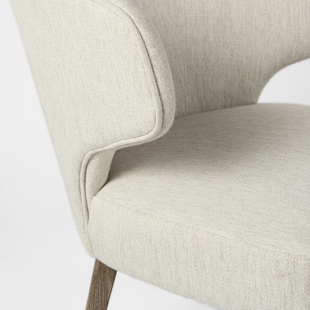 Ivory And Brown Mid Century Wingback Dining Chair By Homeroots | Dining Chairs | Modishstore - 7
