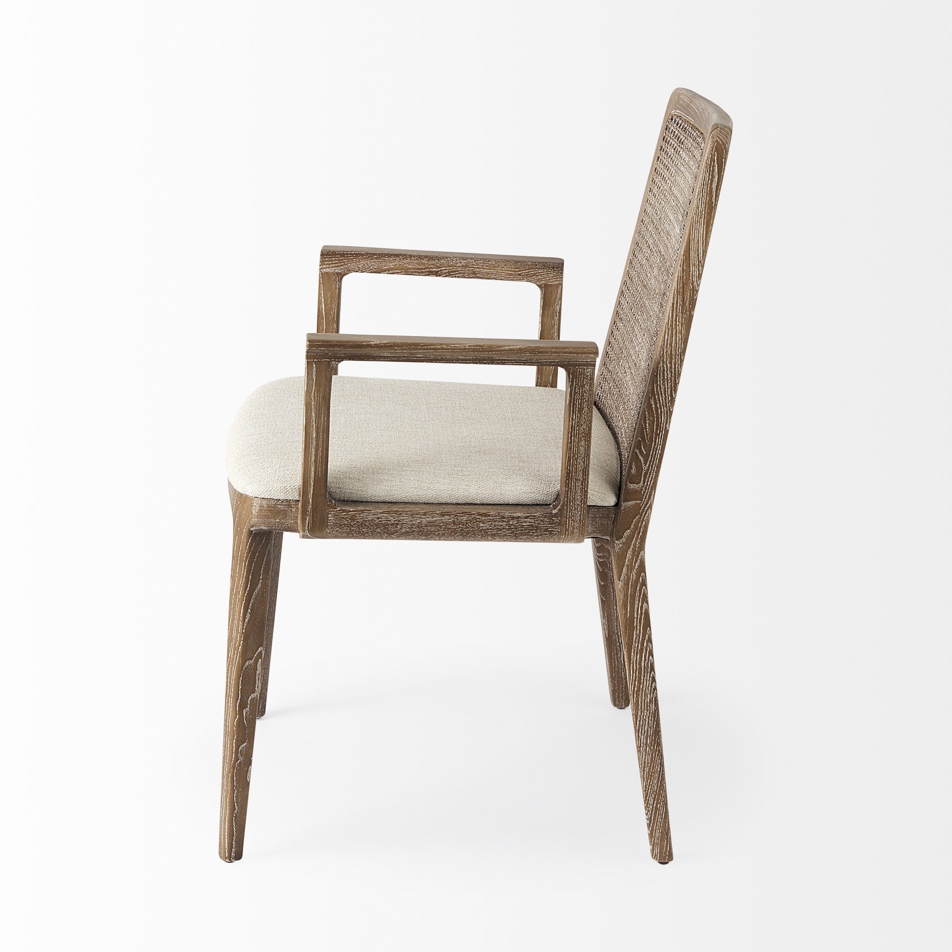 Light Natural And Cream Uholstery And Cane Dining Armchair By Homeroots | Dining Chairs | Modishstore - 3