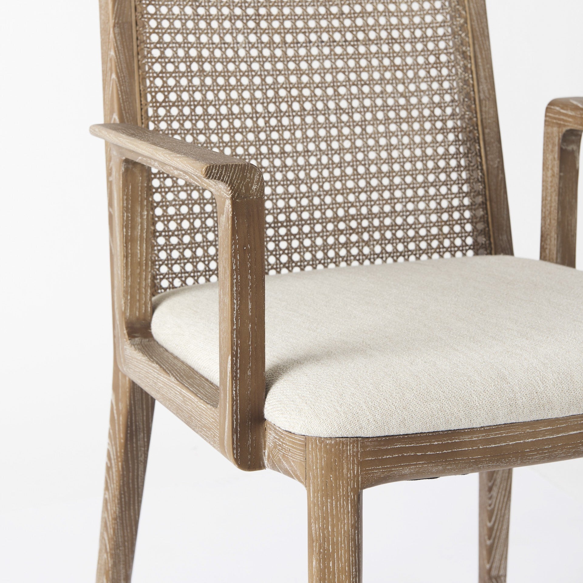 Light Natural And Cream Uholstery And Cane Dining Armchair By Homeroots | Dining Chairs | Modishstore - 6