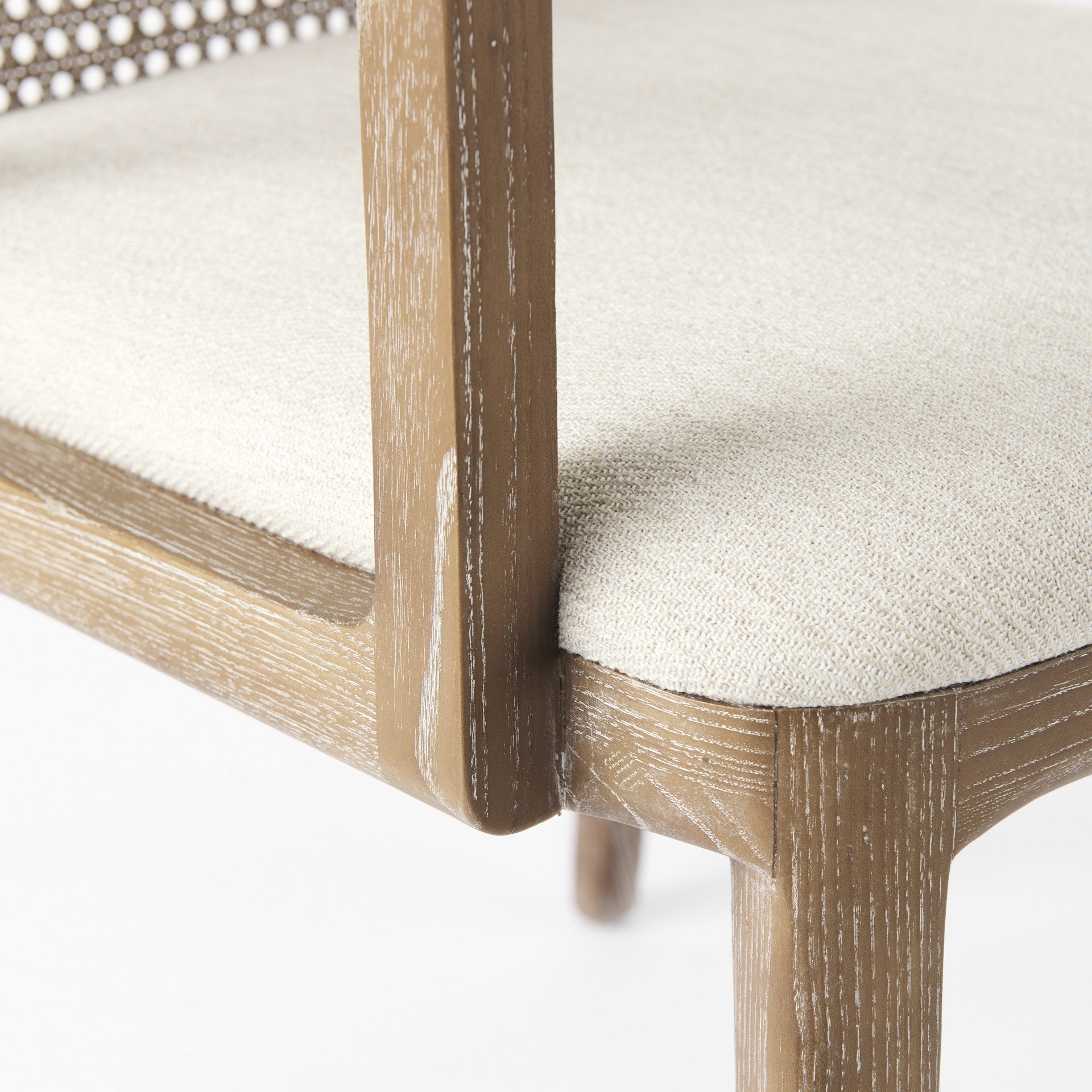Light Natural And Cream Uholstery And Cane Dining Armchair By Homeroots | Dining Chairs | Modishstore - 7