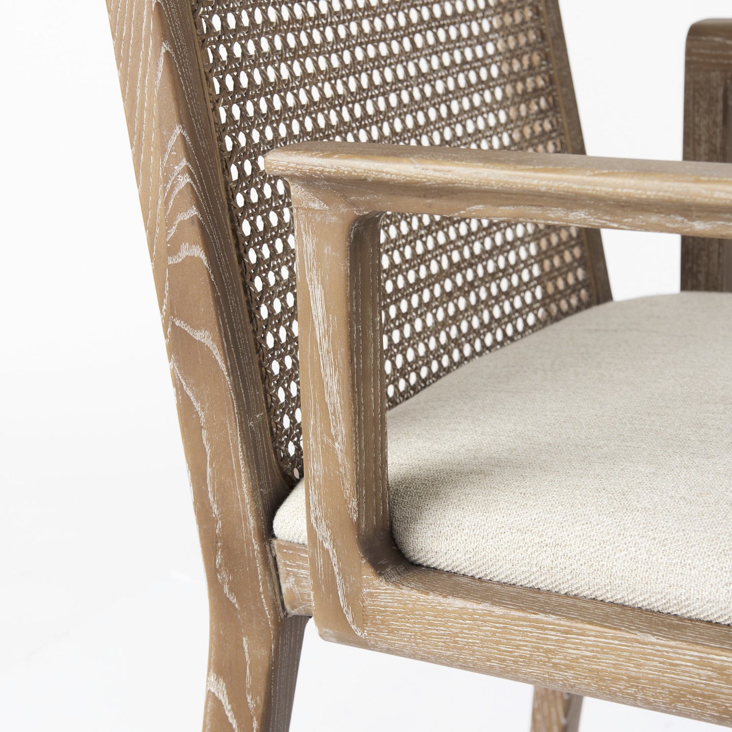 Light Natural And Cream Uholstery And Cane Dining Armchair By Homeroots | Dining Chairs | Modishstore - 8