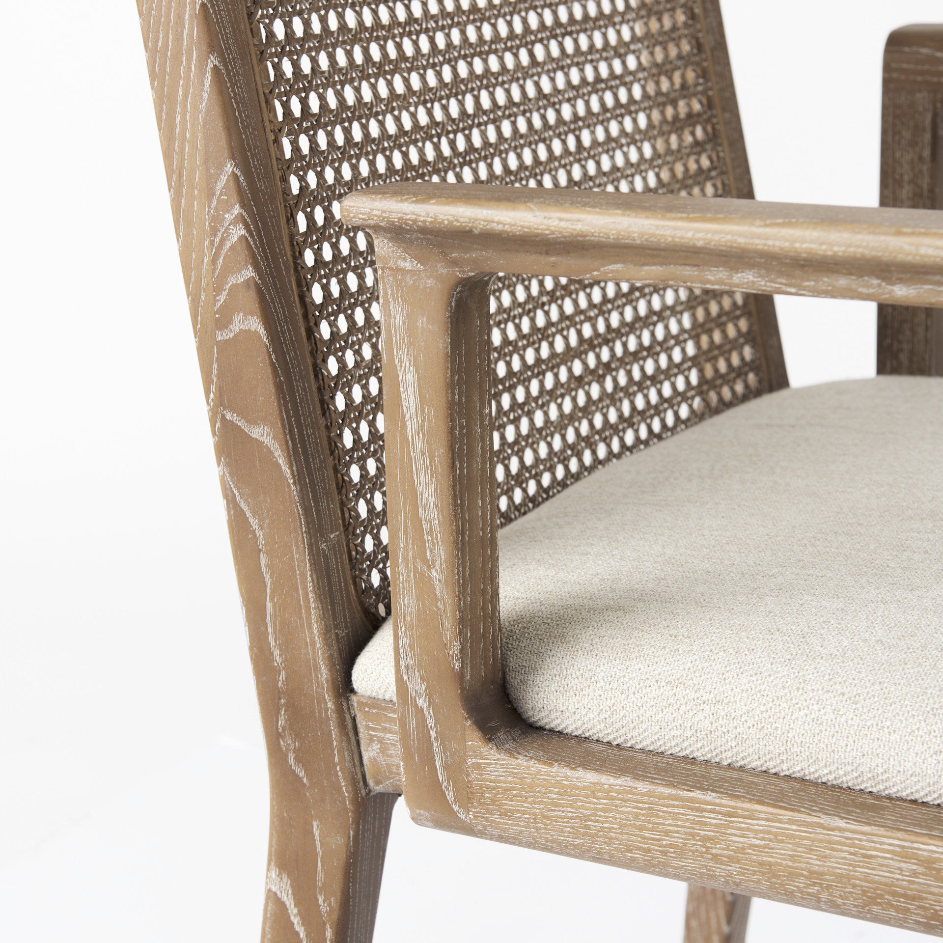 Light Natural And Cream Uholstery And Cane Dining Armchair By Homeroots | Dining Chairs | Modishstore - 8