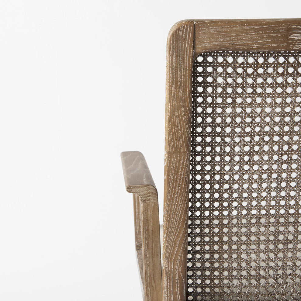 Light Natural And Cream Uholstery And Cane Dining Armchair By Homeroots | Dining Chairs | Modishstore - 9