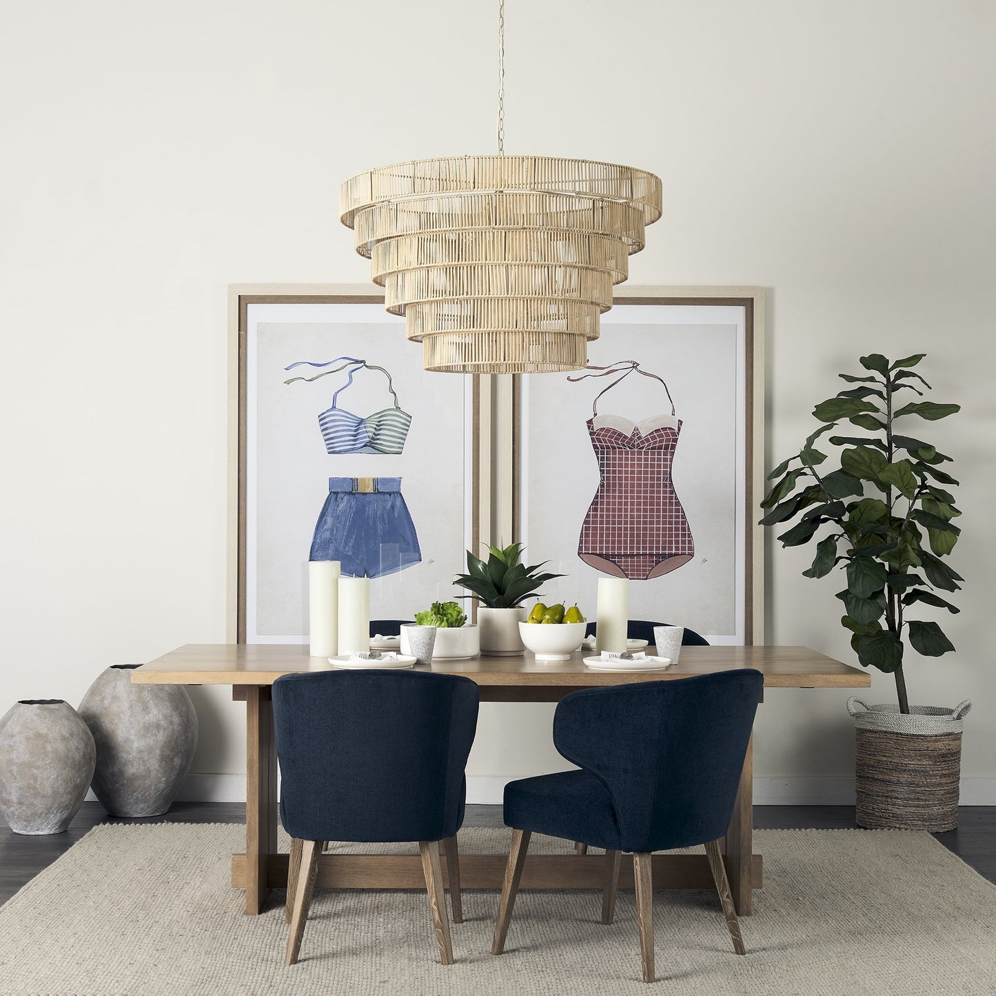 Dark Navy And Black Mid Century Wingback Dining Chair By Homeroots | Dining Chairs | Modishstore