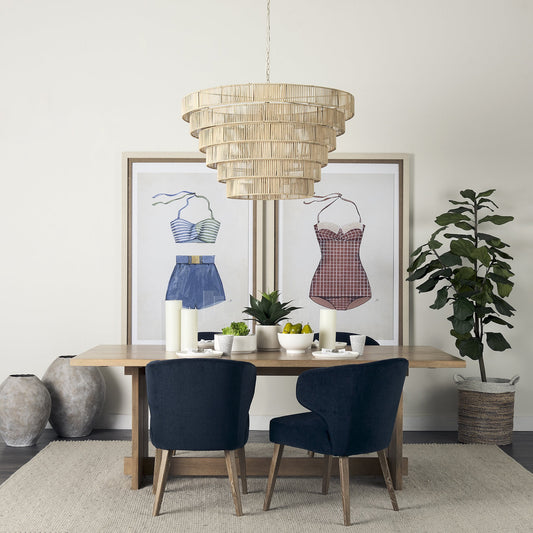 Dark Navy And Black Mid Century Wingback Dining Chair By Homeroots | Dining Chairs | Modishstore