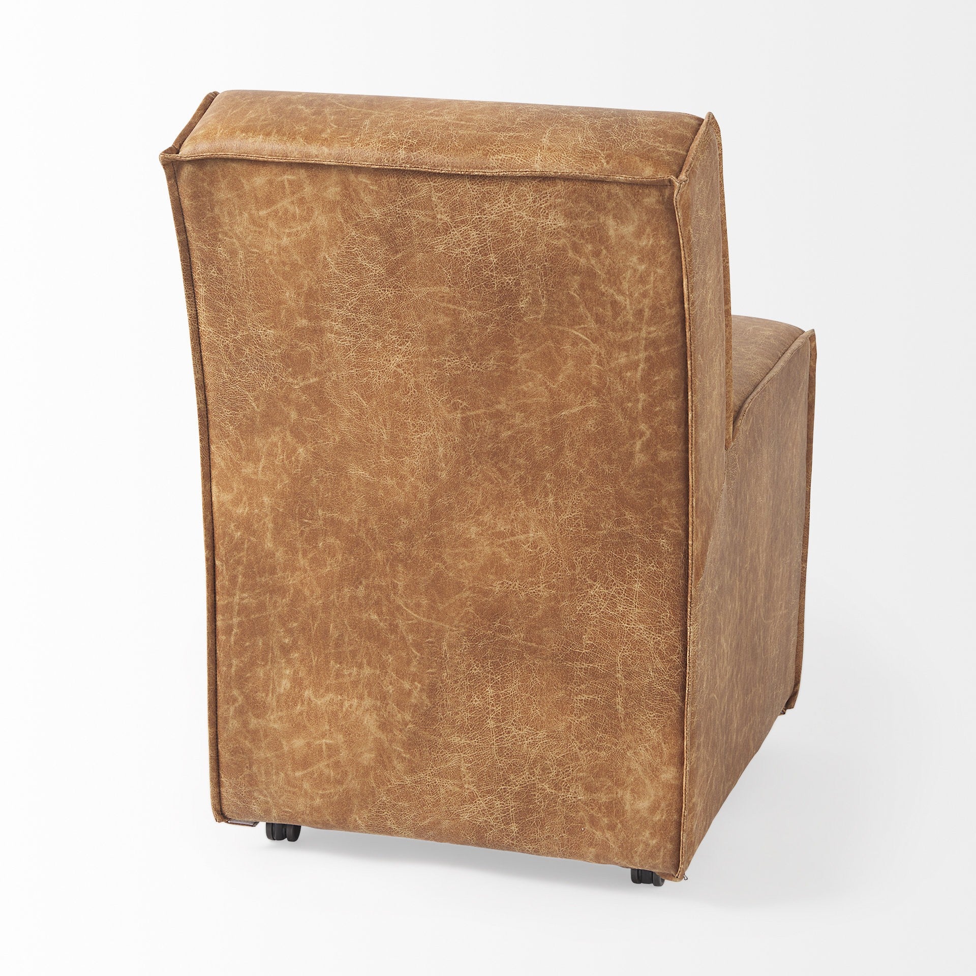 Carmel Brown Faux Leather Wedge Dining Chair By Homeroots | Dining Chairs | Modishstore - 5