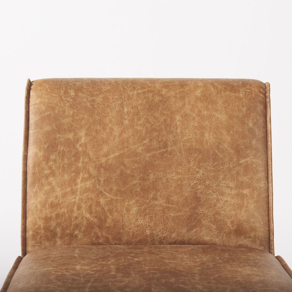 Carmel Brown Faux Leather Wedge Dining Chair By Homeroots | Dining Chairs | Modishstore - 6