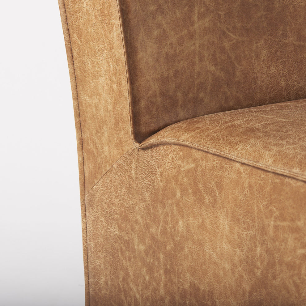 Carmel Brown Faux Leather Wedge Dining Chair By Homeroots | Dining Chairs | Modishstore - 8