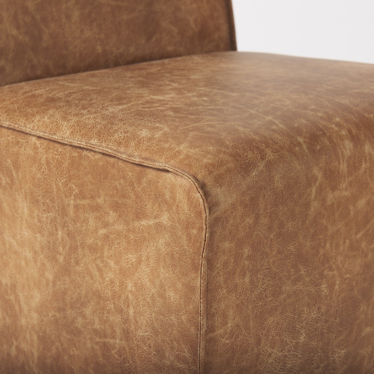 Carmel Brown Faux Leather Wedge Dining Chair By Homeroots | Dining Chairs | Modishstore - 9