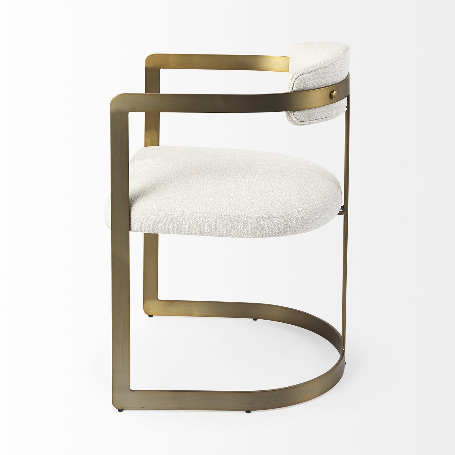 Curvy Gold And White Upholstered Dining Armchair By Homeroots | Dining Chairs | Modishstore - 3
