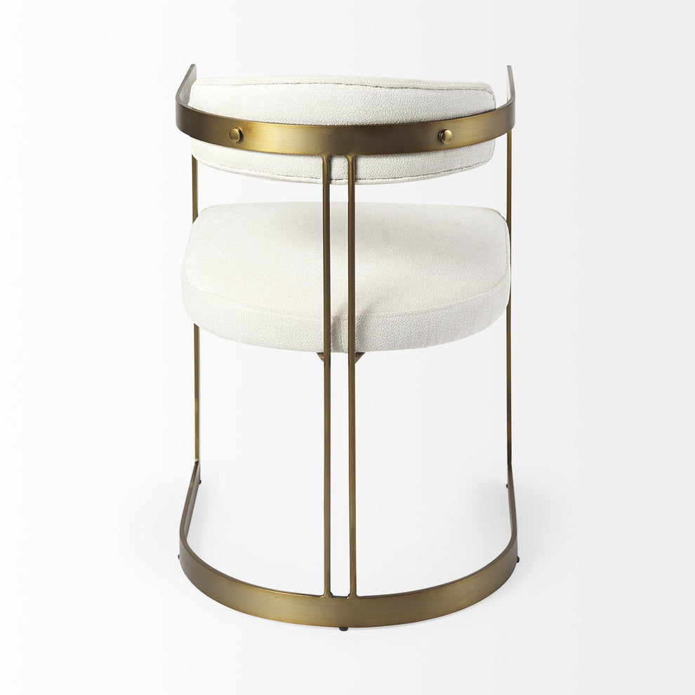 Curvy Gold And White Upholstered Dining Armchair By Homeroots | Dining Chairs | Modishstore - 4