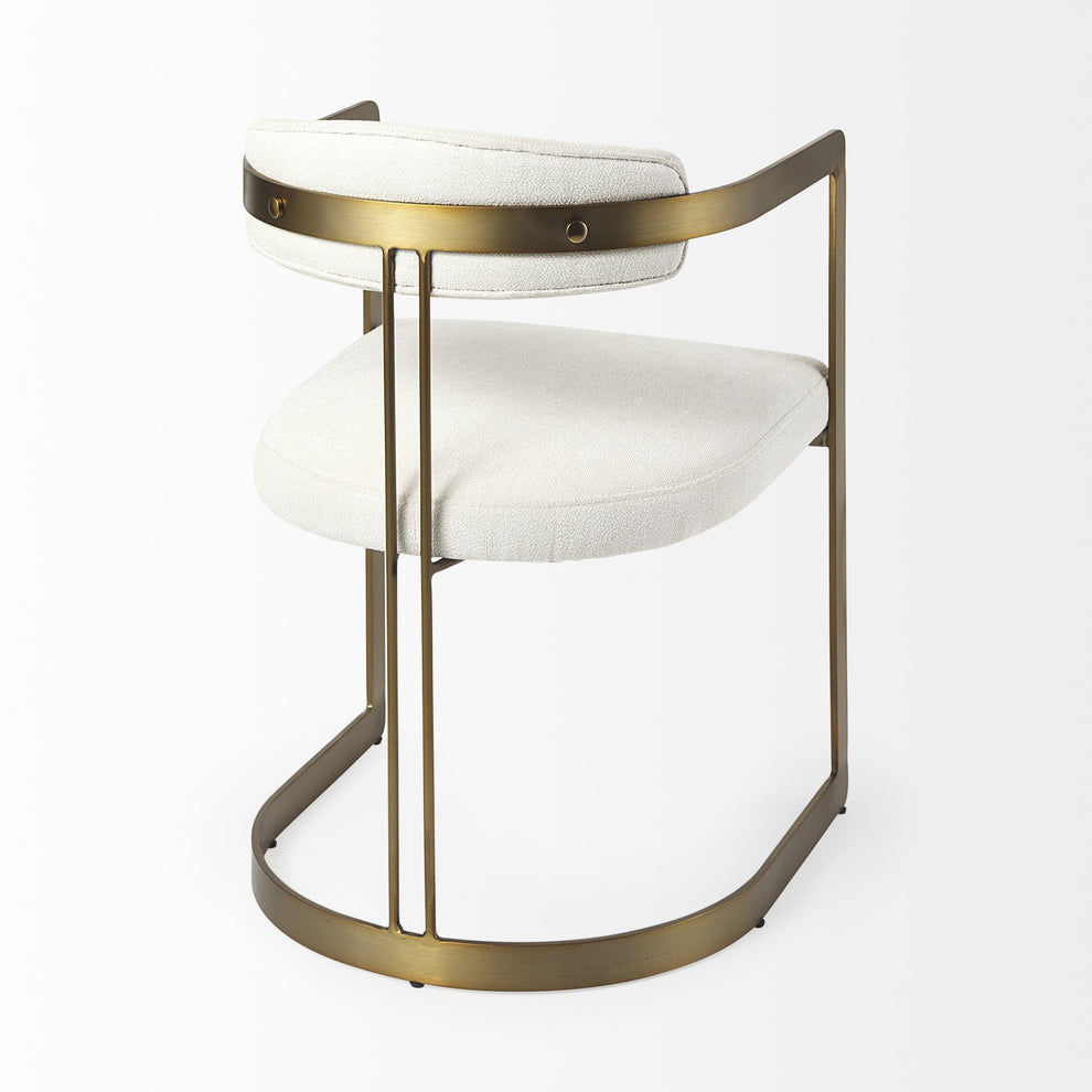 Curvy Gold And White Upholstered Dining Armchair By Homeroots | Dining Chairs | Modishstore - 5