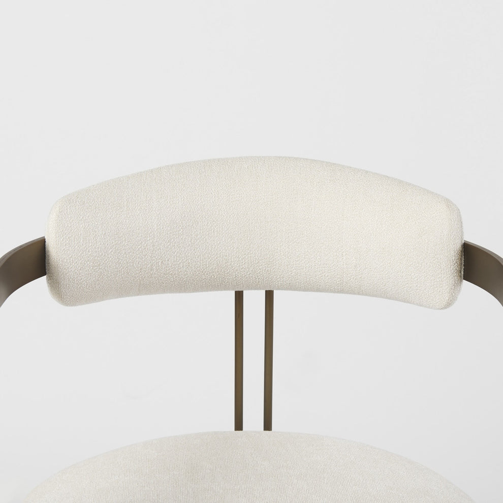 Curvy Gold And White Upholstered Dining Armchair By Homeroots | Dining Chairs | Modishstore - 6