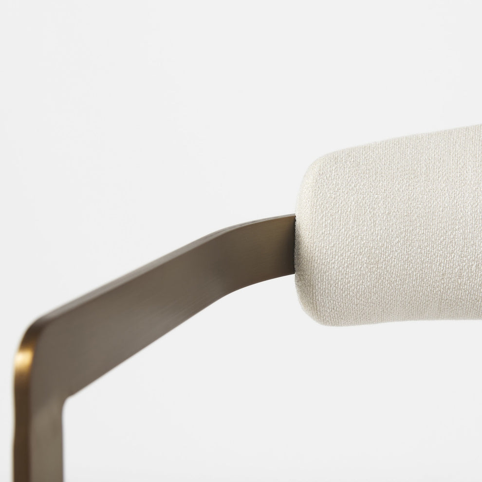 Curvy Gold And White Upholstered Dining Armchair By Homeroots | Dining Chairs | Modishstore - 7