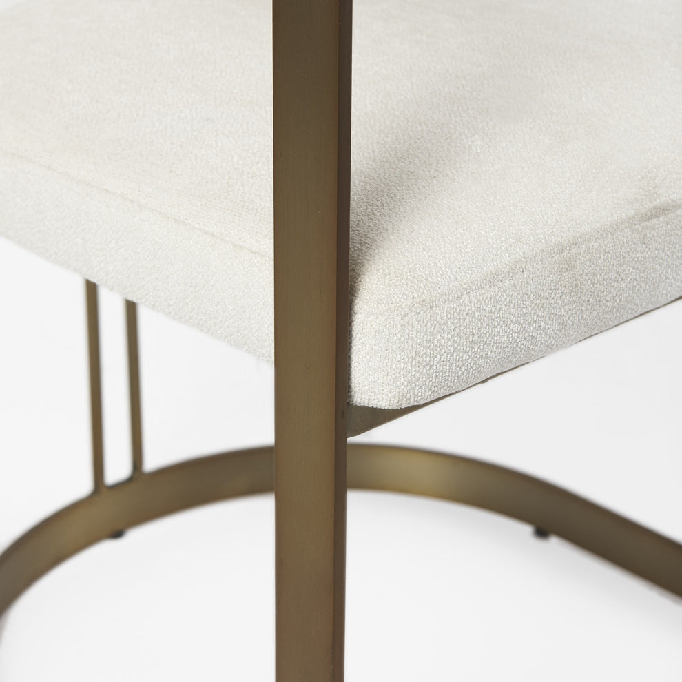 Curvy Gold And White Upholstered Dining Armchair By Homeroots | Dining Chairs | Modishstore - 8