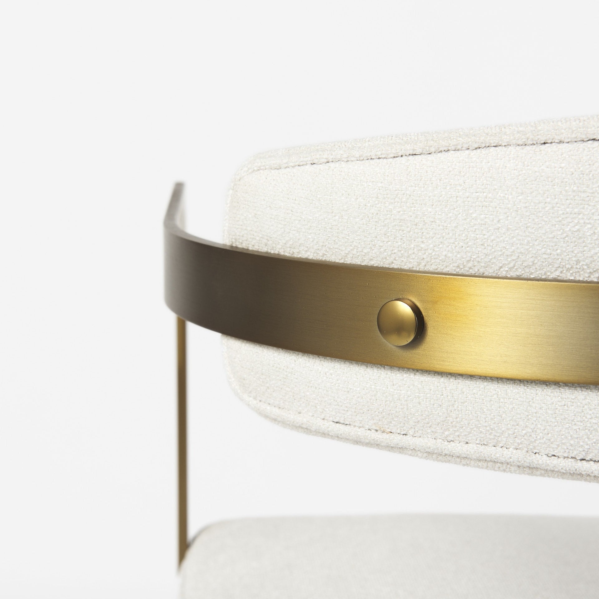 Curvy Gold And White Upholstered Dining Armchair By Homeroots | Dining Chairs | Modishstore - 9