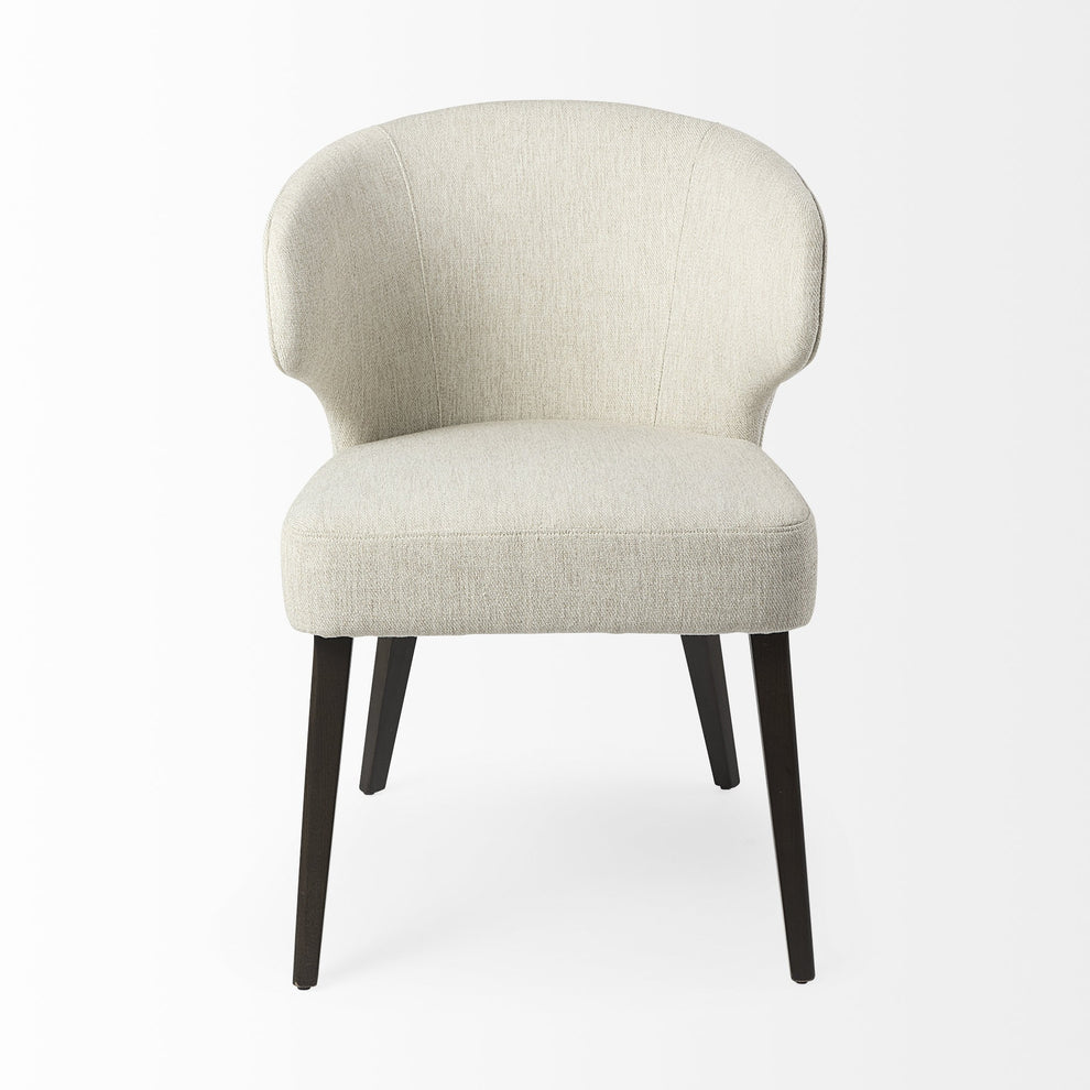 Ivory And Black Mid Century Wingback Dining Chair By Homeroots | Dining Chairs | Modishstore - 2