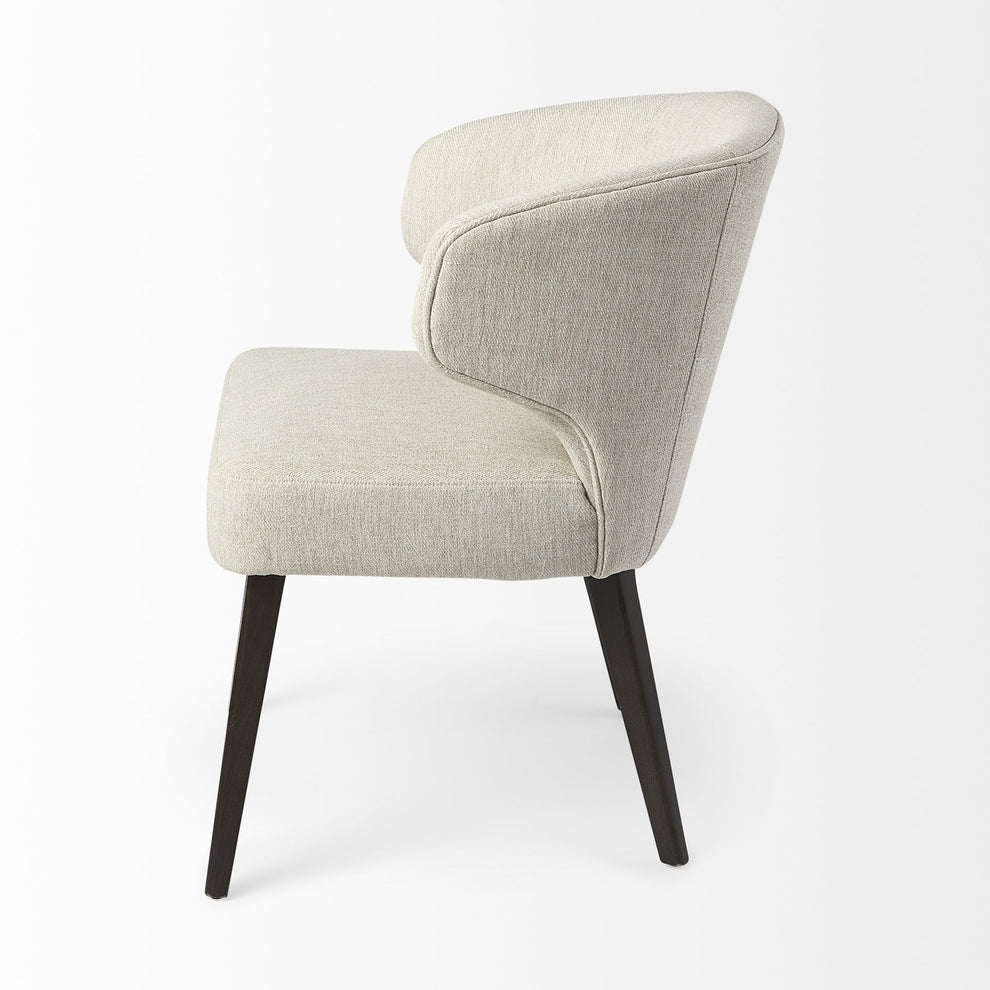 Ivory And Black Mid Century Wingback Dining Chair By Homeroots | Dining Chairs | Modishstore - 3