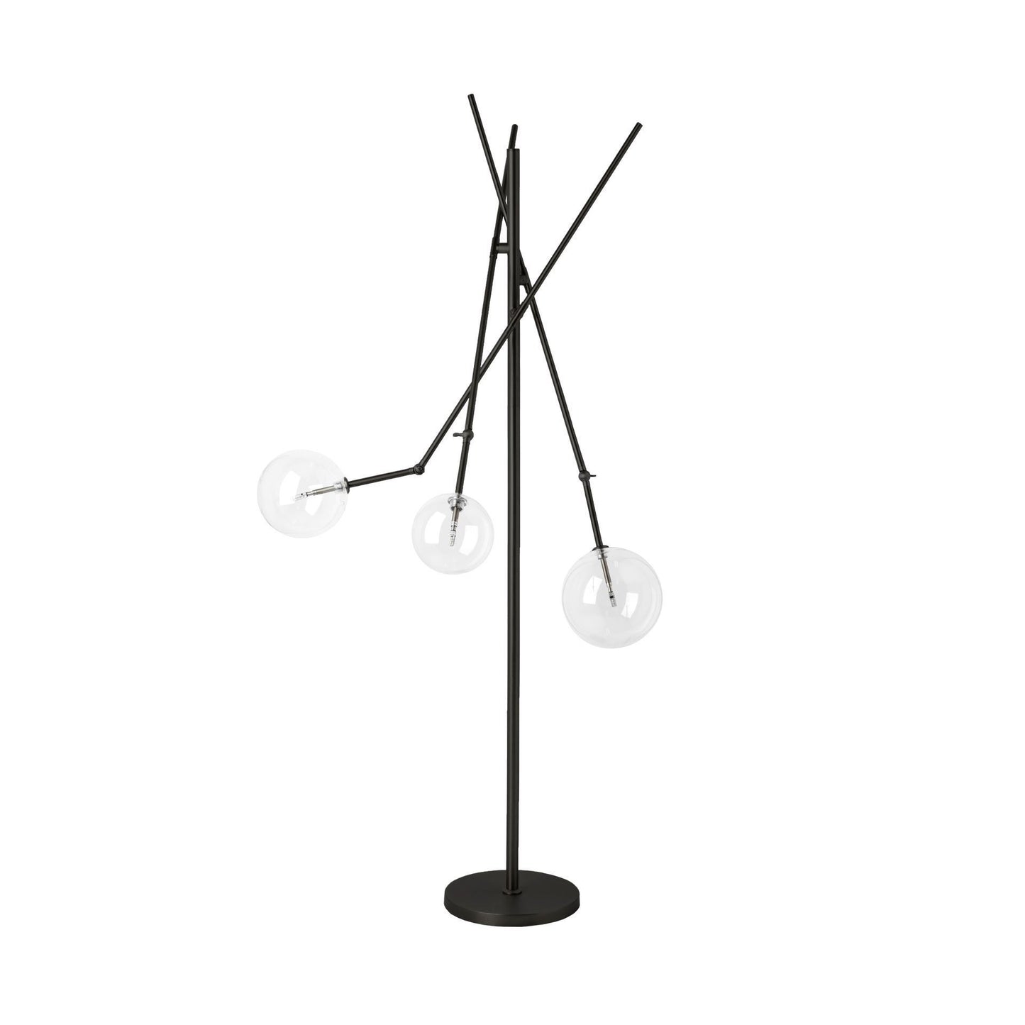 Black Tri Globe Contemporary Metal Floor Lamp By Homeroots | Floor Lamps | Modishstore - 2