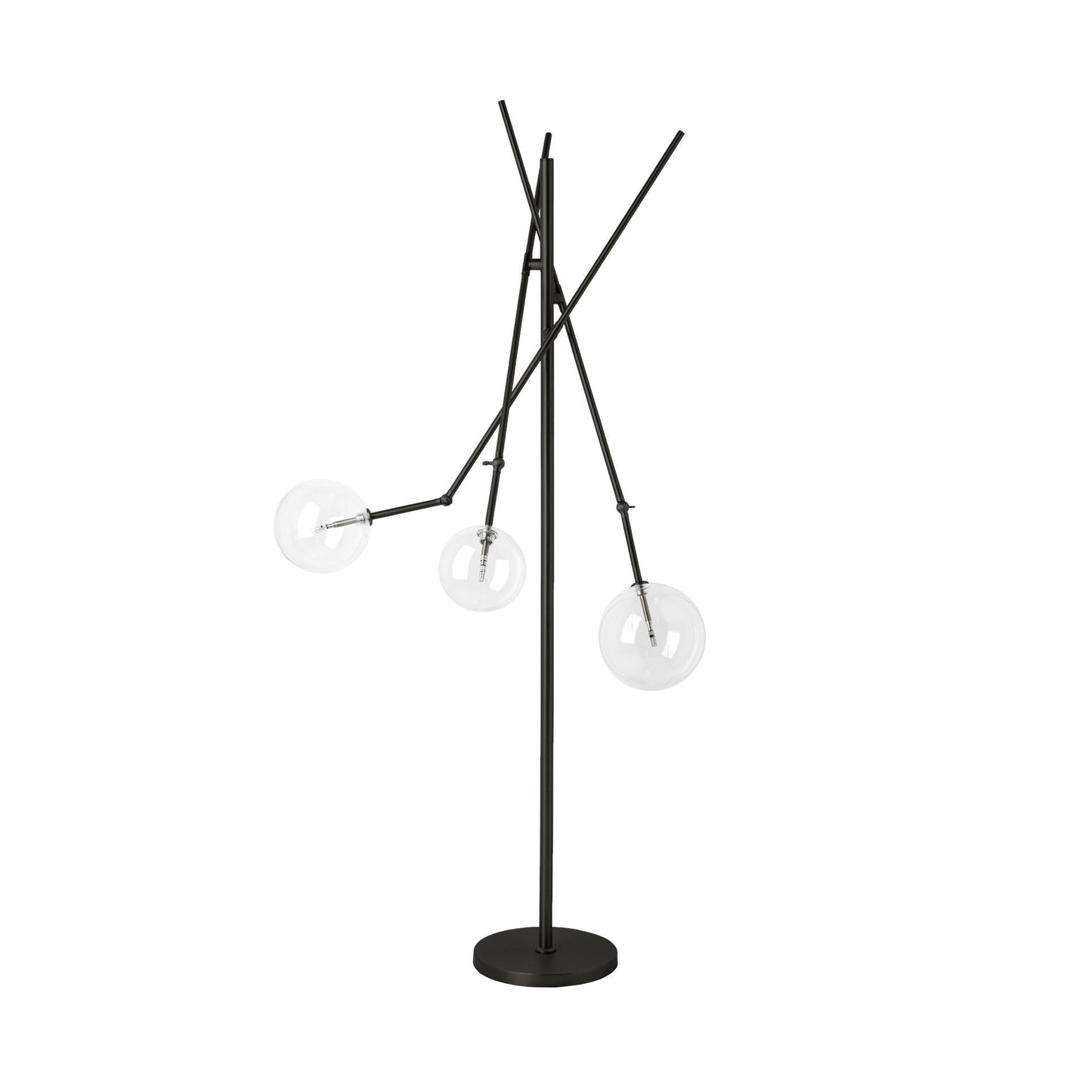 Black Tri Globe Contemporary Metal Floor Lamp By Homeroots | Floor Lamps | Modishstore - 3