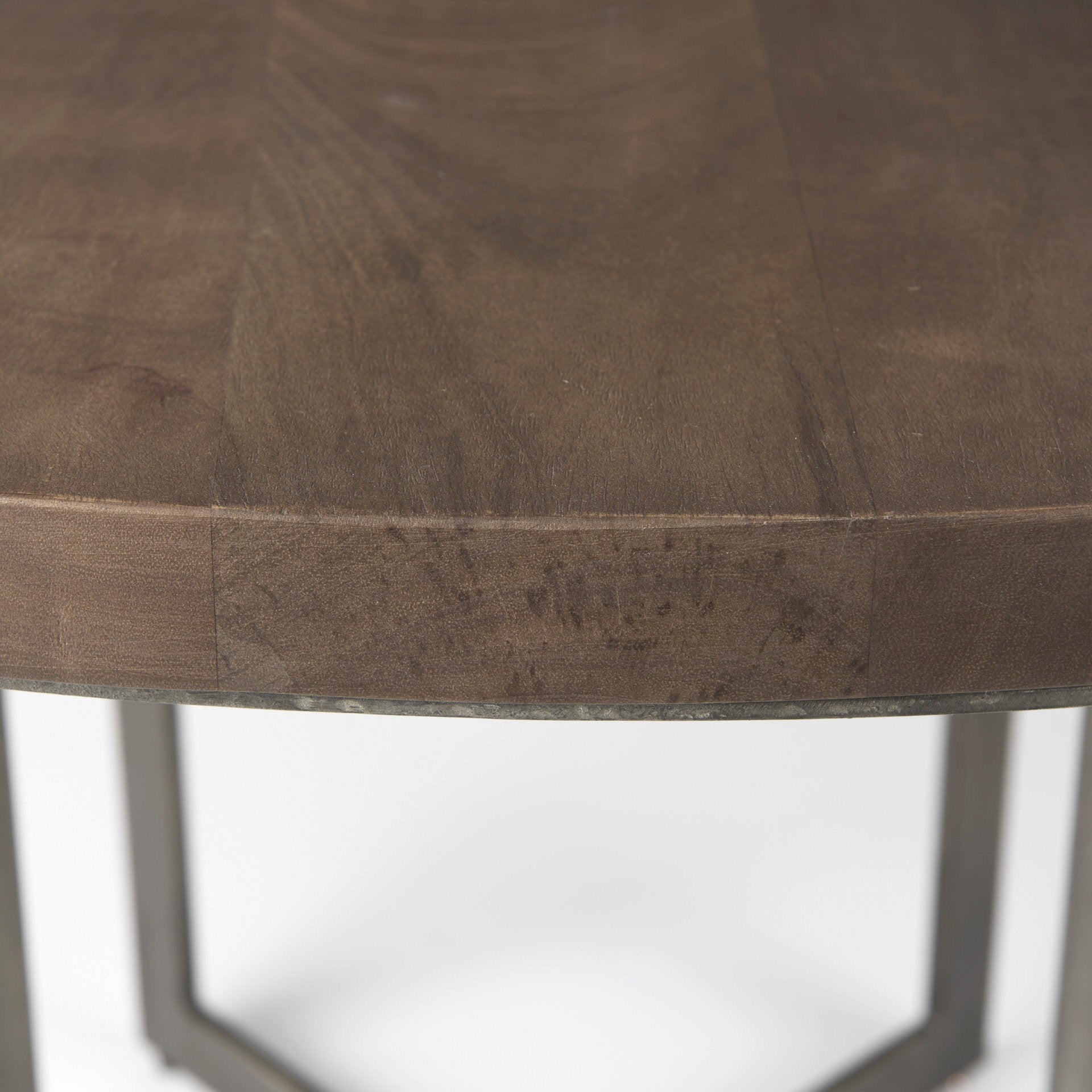 Rustic Brown Round Wood And Metal Dining Table By Homeroots | Dining Tables | Modishstore - 4