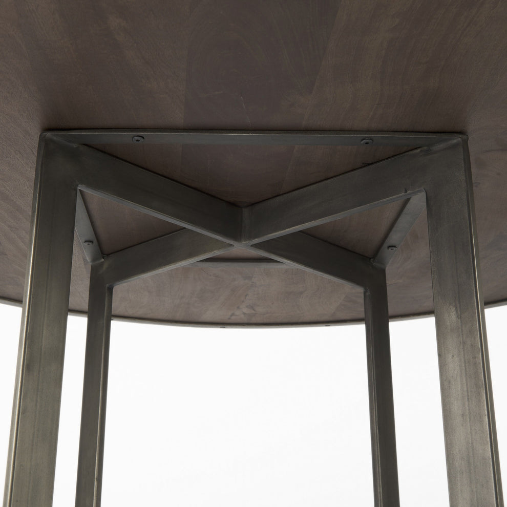 Rustic Brown Round Wood And Metal Dining Table By Homeroots | Dining Tables | Modishstore - 5