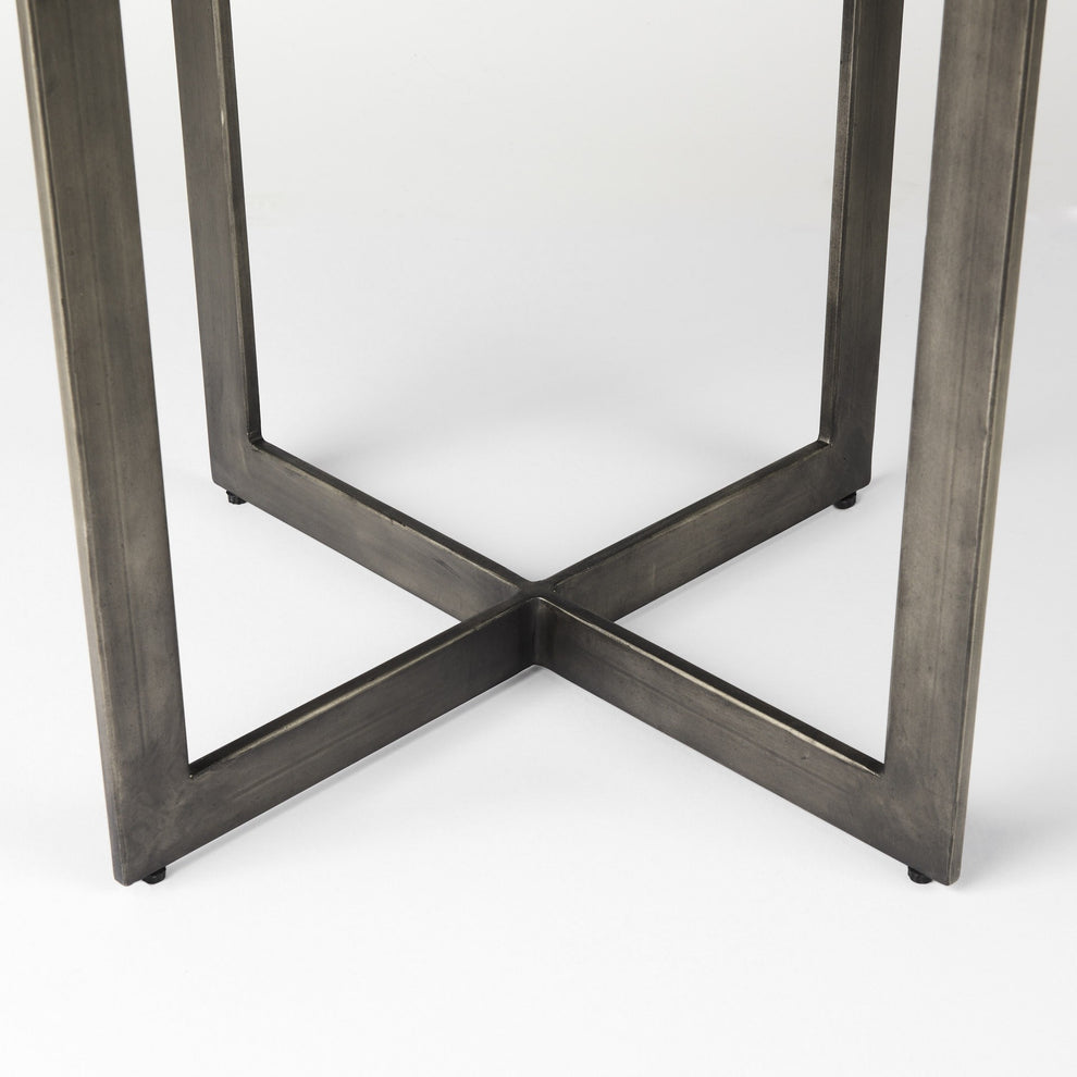 Rustic Brown Round Wood And Metal Dining Table By Homeroots | Dining Tables | Modishstore - 6