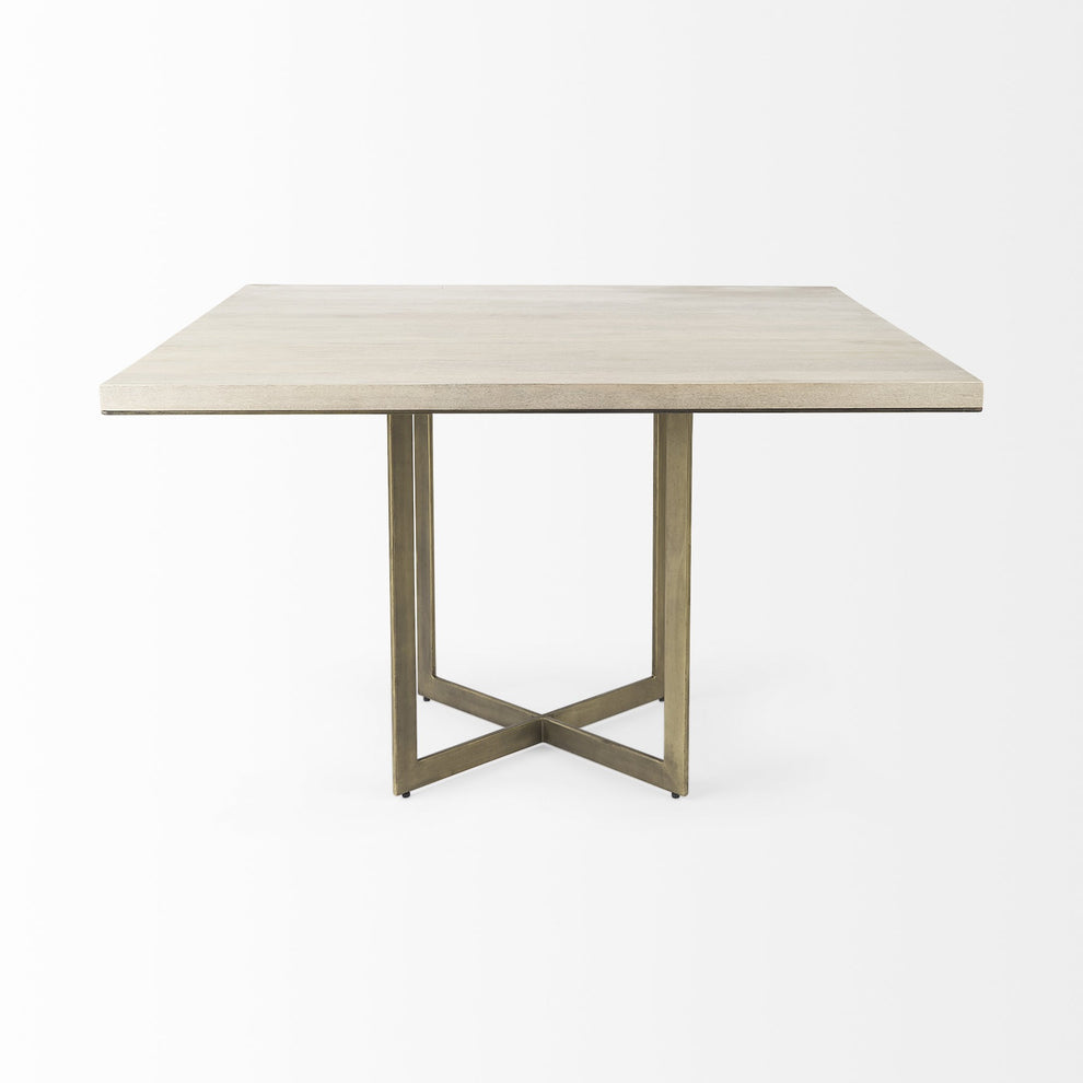 Modern Square Wood And Gold Dining Table By Homeroots | Dining Tables | Modishstore - 3