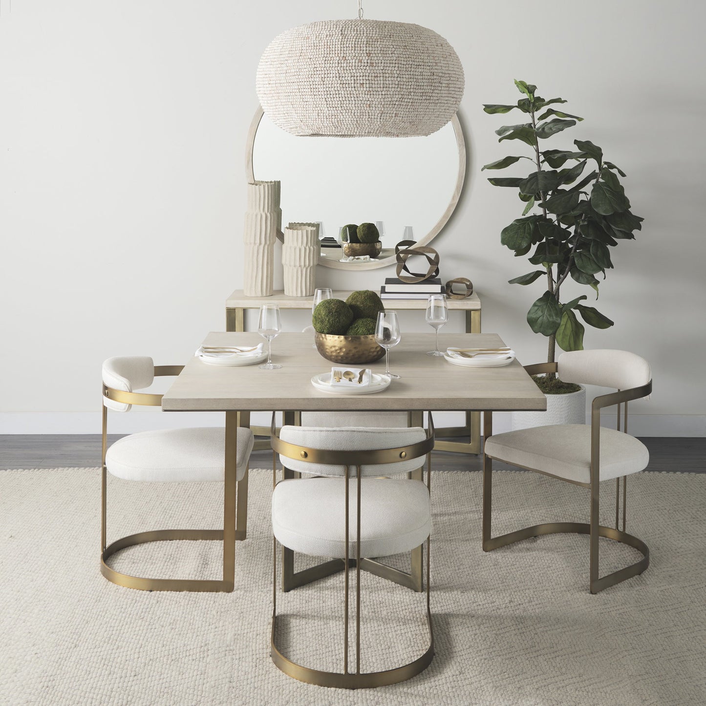 Modern Square Wood And Gold Dining Table By Homeroots | Dining Tables | Modishstore - 7