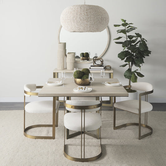 Modern Square Wood And Gold Dining Table By Homeroots | Dining Tables | Modishstore - 7