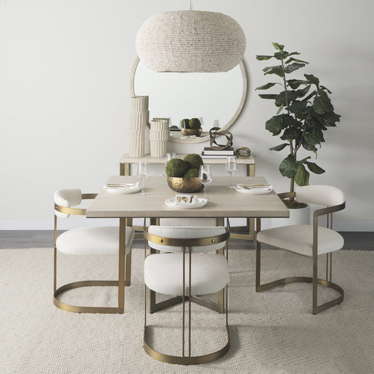 Modern Square Wood And Gold Dining Table By Homeroots | Dining Tables | Modishstore