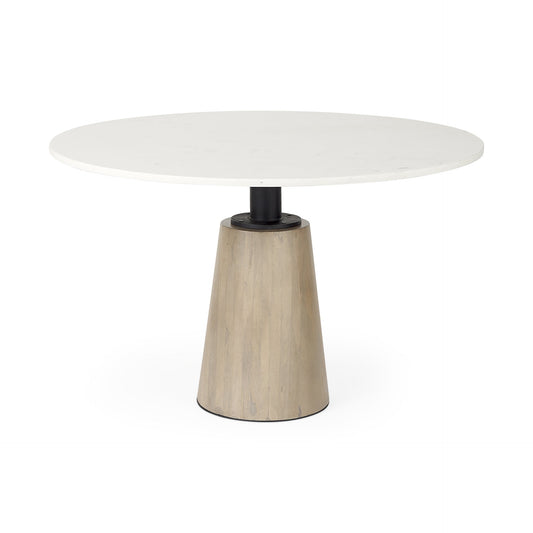 White Marble Mod Pedestal Dining Table By Homeroots | Dining Tables | Modishstore