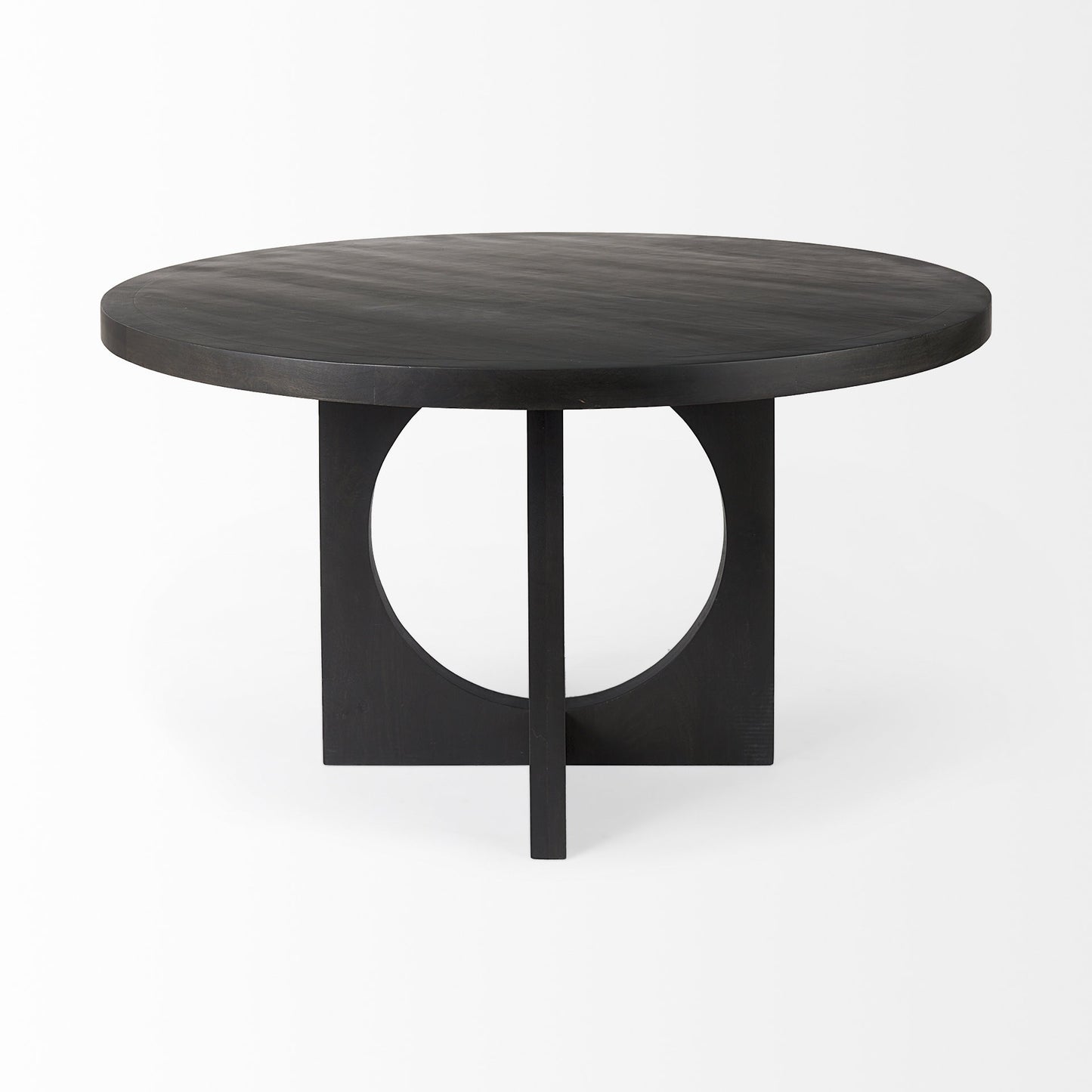 Black Wood Round Geometric Dining Table By Homeroots | Dining Tables | Modishstore - 2