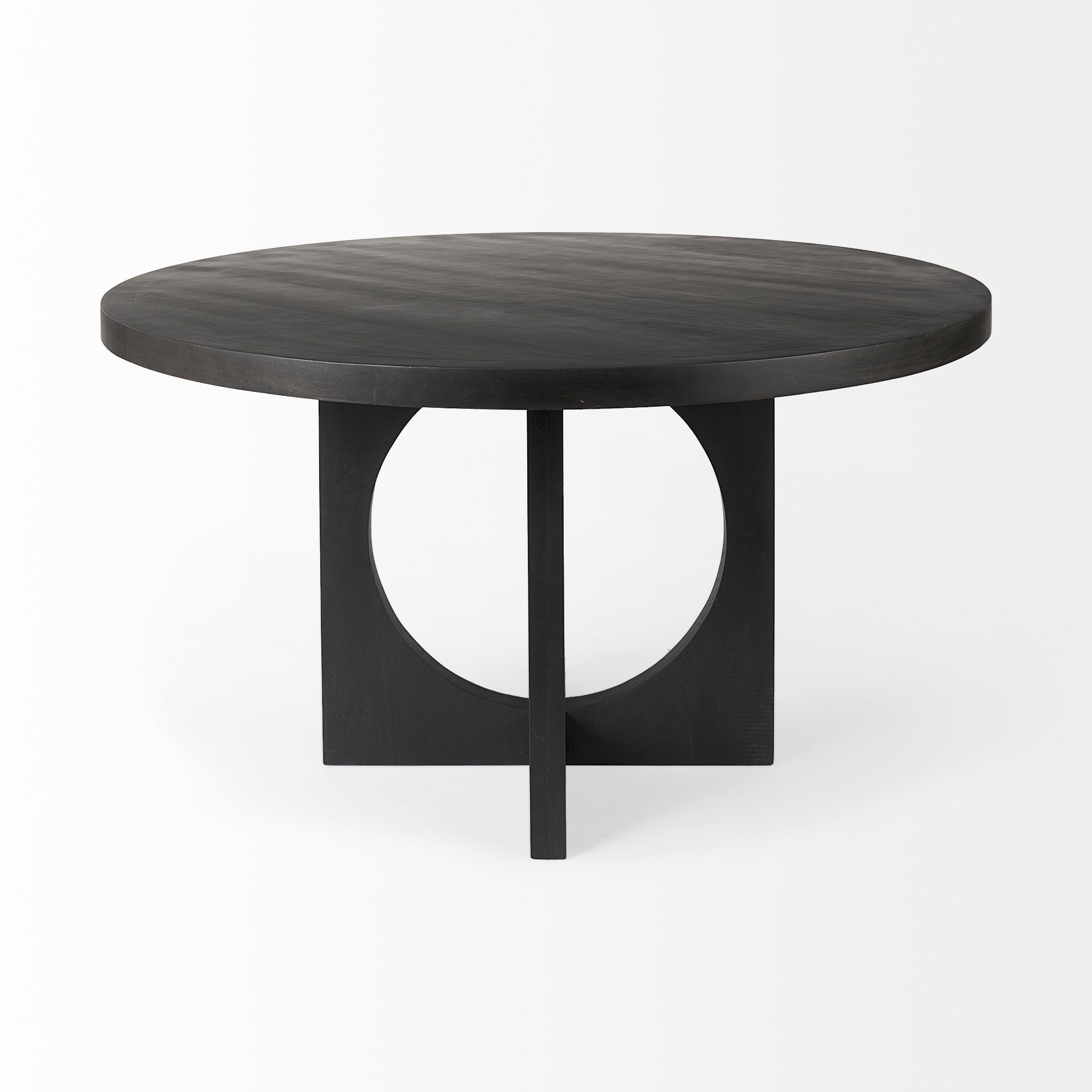Black Wood Round Geometric Dining Table By Homeroots | Dining Tables | Modishstore - 2