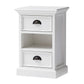 Classic White Two Drawer Nightstand Unit With Basket By Homeroots | Nightstands | Modishstore - 5