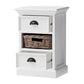 Classic White Two Drawer Nightstand Unit With Basket By Homeroots | Nightstands | Modishstore - 6