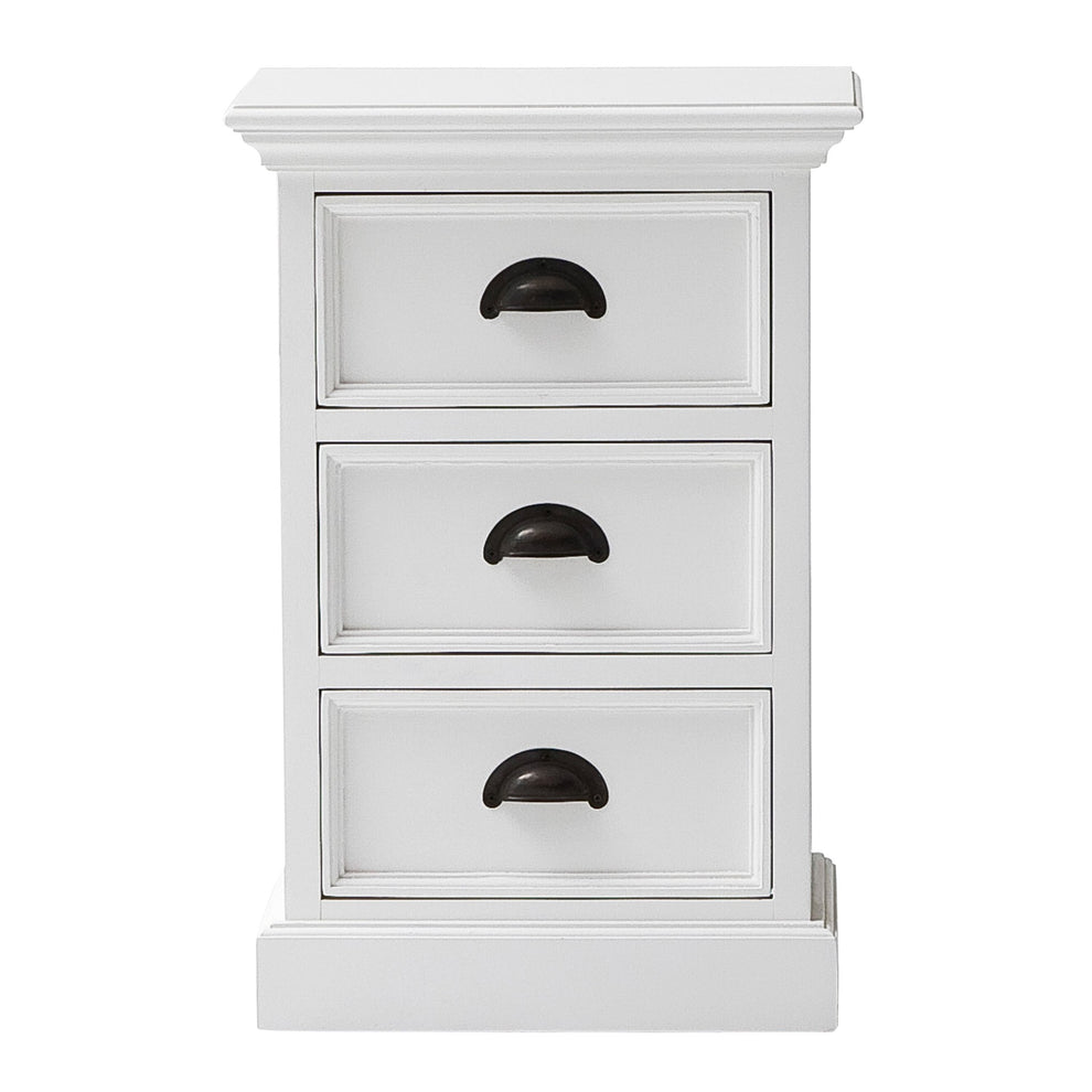 Classic White Three Drawer Nightstand By Homeroots | Nightstands | Modishstore - 4
