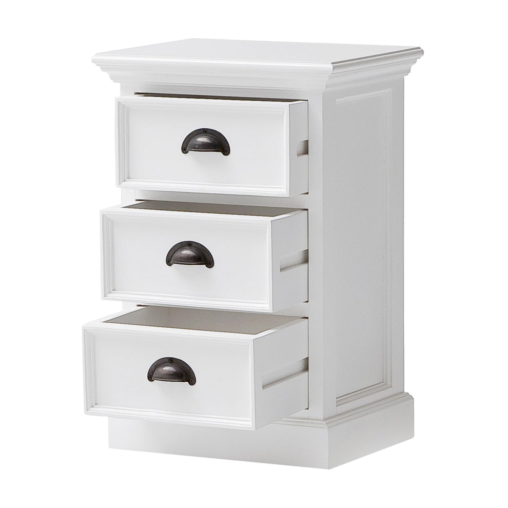 Classic White Three Drawer Nightstand By Homeroots | Nightstands | Modishstore - 6