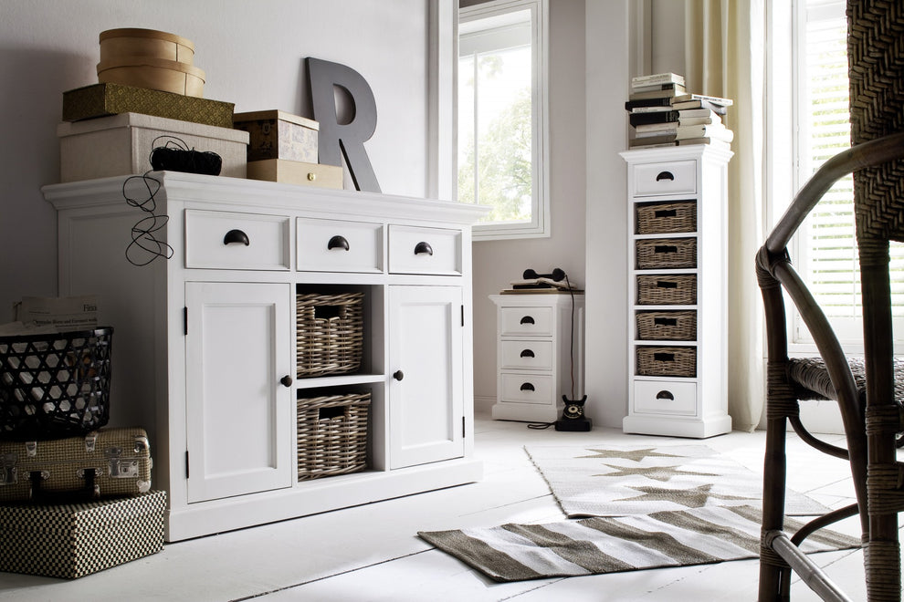 Classic White Three Drawer Nightstand By Homeroots | Nightstands | Modishstore - 3