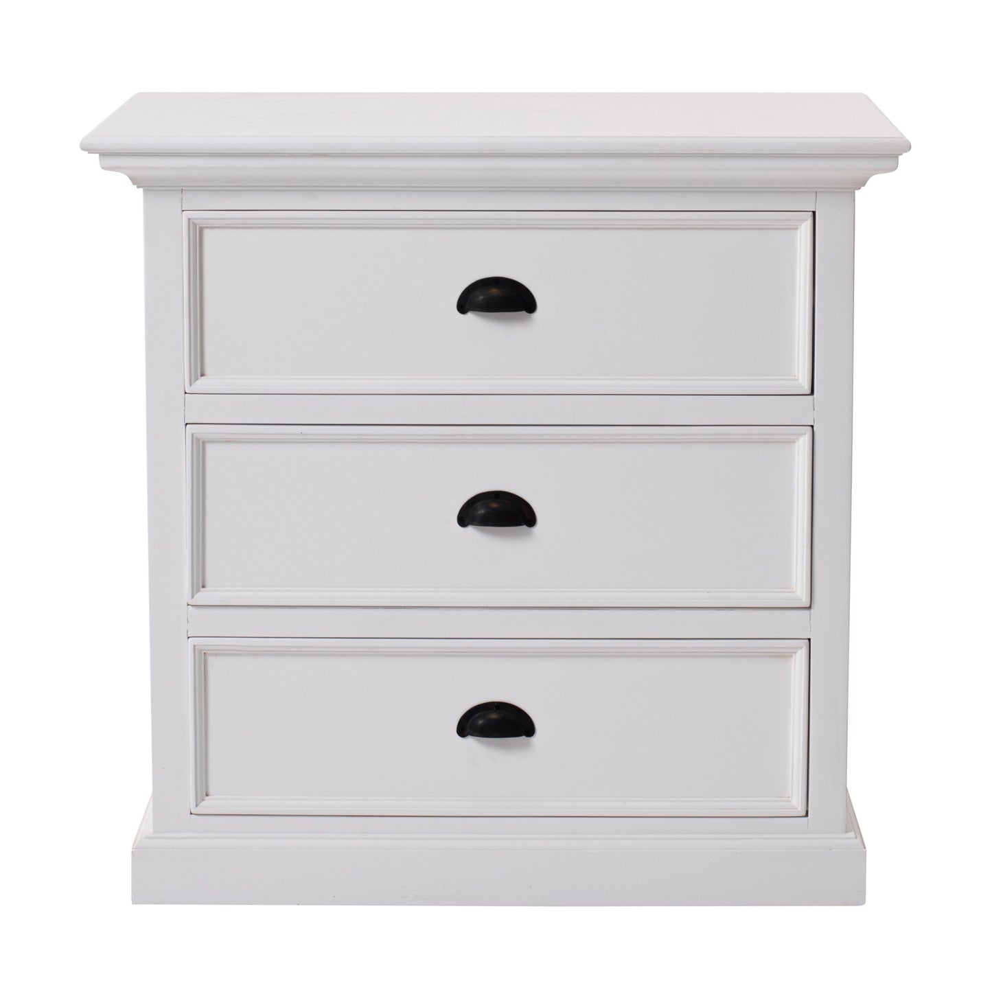 Classic White Large Three Drawer Nightstand By Homeroots | Nightstands | Modishstore - 2
