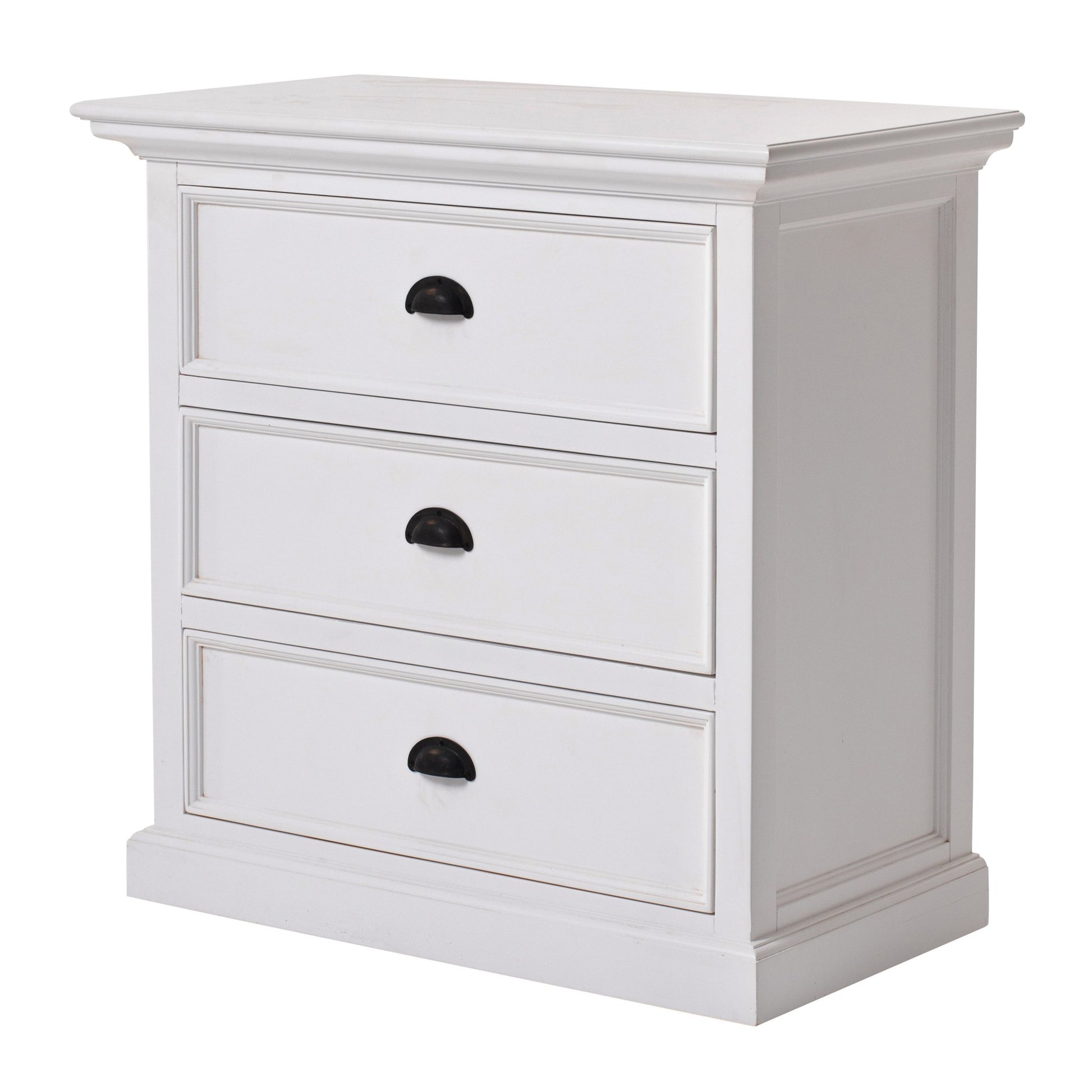 Classic White Large Three Drawer Nightstand By Homeroots | Nightstands | Modishstore - 3