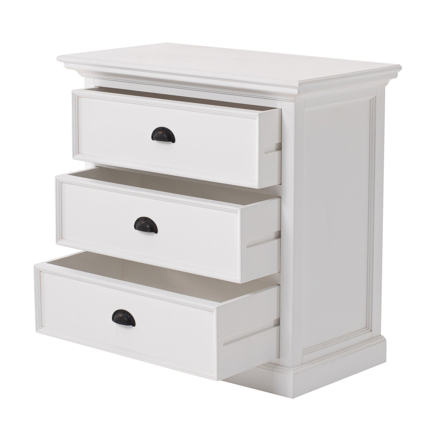 Classic White Large Three Drawer Nightstand By Homeroots | Nightstands | Modishstore - 4