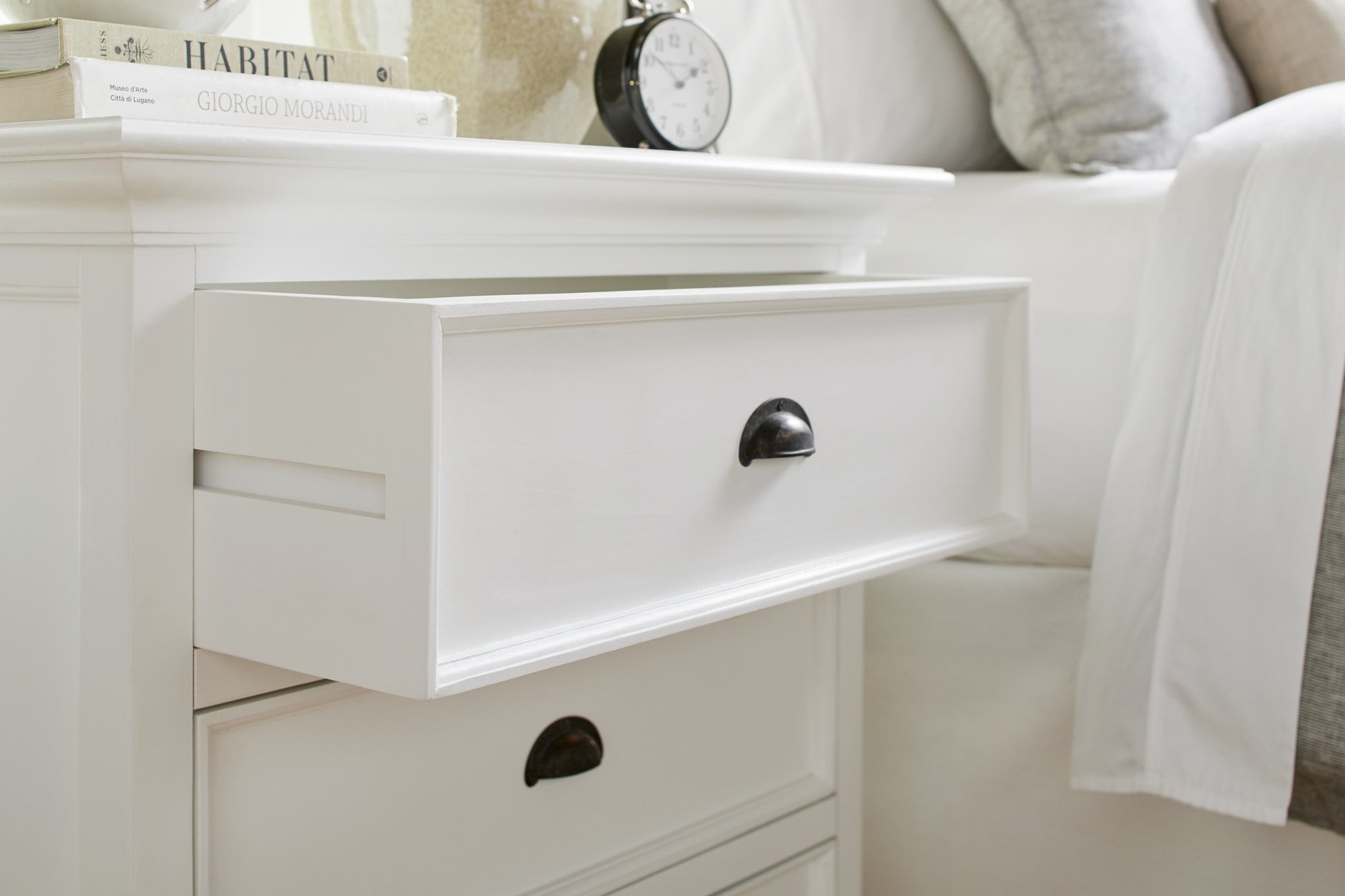 Classic White Large Three Drawer Nightstand By Homeroots | Nightstands | Modishstore - 8