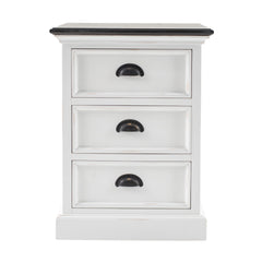 Distressed White And Deep Brown Three Drawer Nightstand By Homeroots