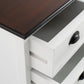 Distressed White And Deep Brown Three Drawer Nightstand By Homeroots | Nightstands | Modishstore - 7