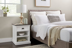 Distressed White And Deep Brown Nightstand With Shelves By Homeroots