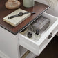Distressed White And Deep Brown Nightstand With Shelves By Homeroots | Nightstands | Modishstore - 8